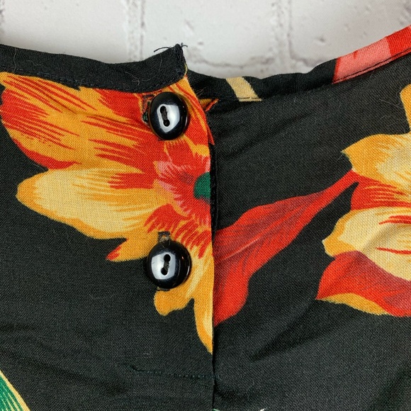 VINTAGE MARLA KIM Tunic Black with Tropical Print - Picture 6 of 7